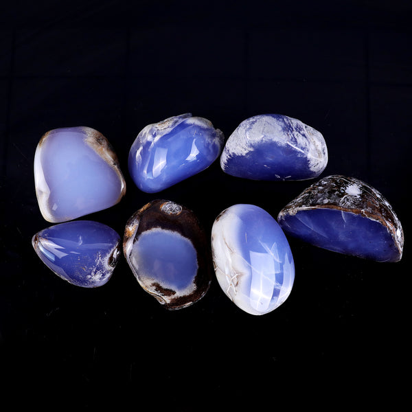 Natural Blue Chalcedony Hand Polished Cabochon Free Shape Stones